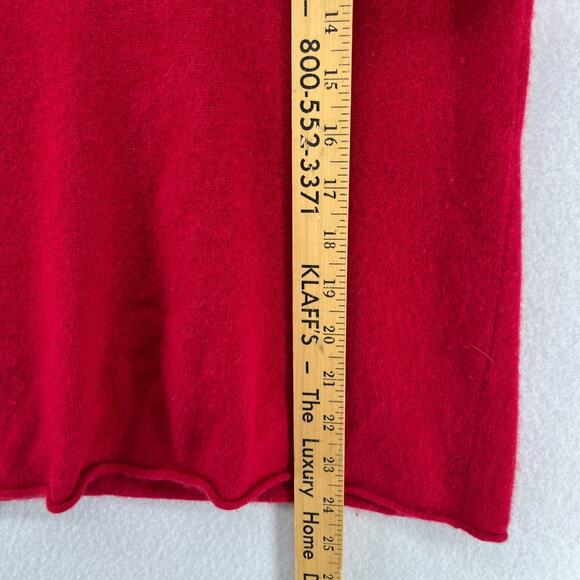 FENN WRIGHT MANSON Sweater M 100% 2 Ply Cashmere V-Neck Rolled Pullover Red - Picture 13 of 14